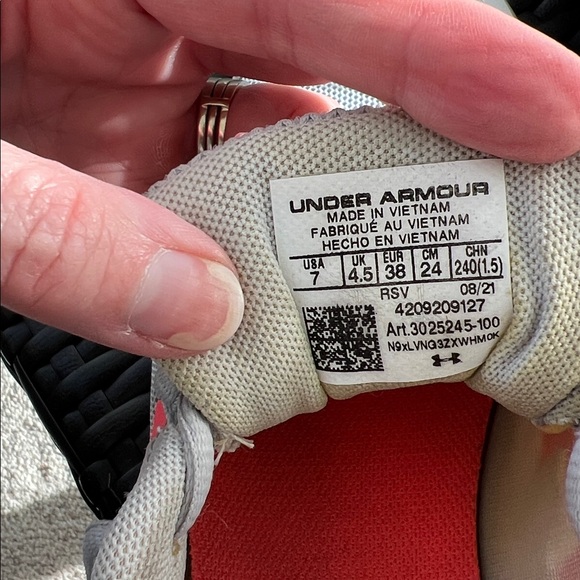 Under Armour Light Gray and Coral Athletic Shoes - Picture 7 of 7